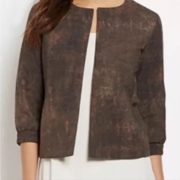 Eileen Fisher Terra Silk Print Bomber Jacket, Rye (Brown), Small  NWT $ 298 - Picture 1 of 10